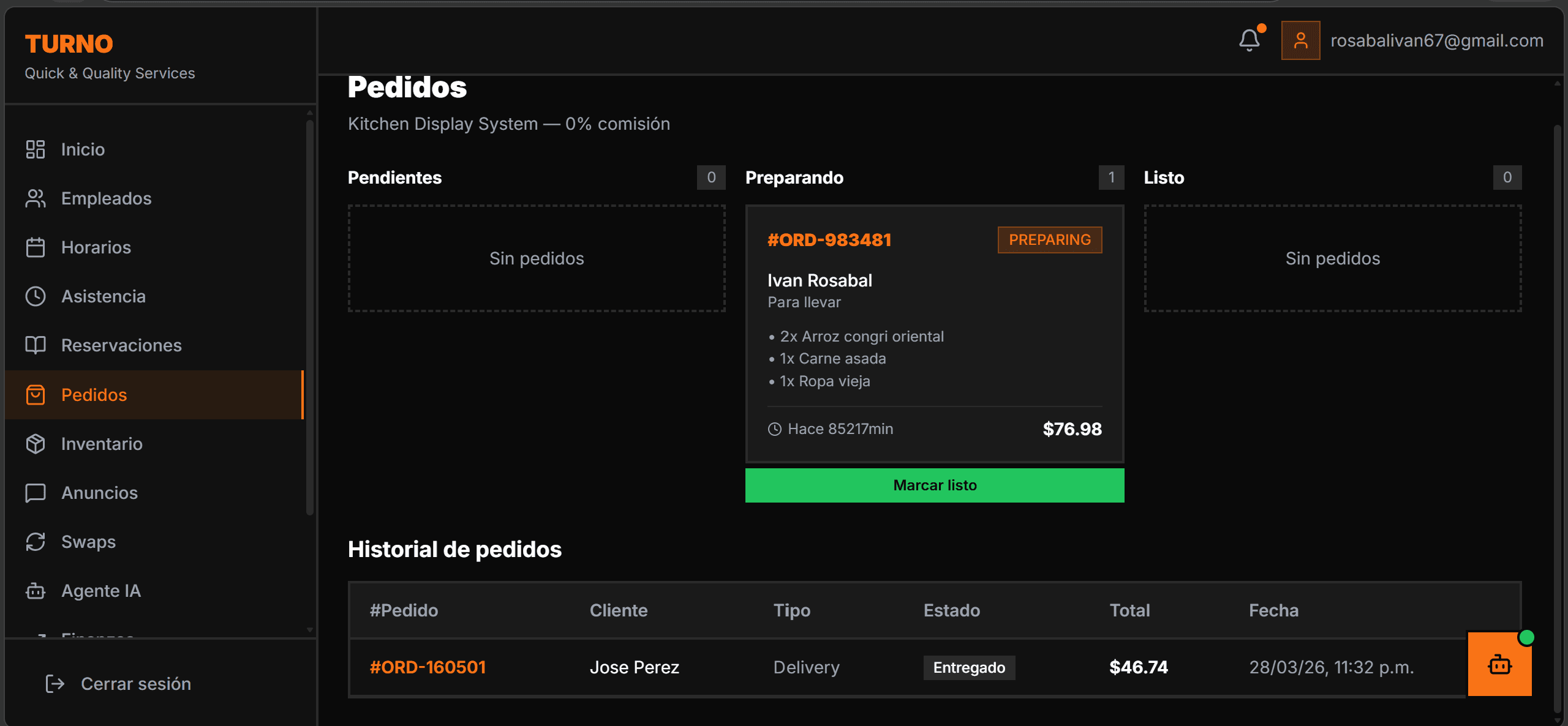 Captura real de Turno.app — Operación de restaurantes